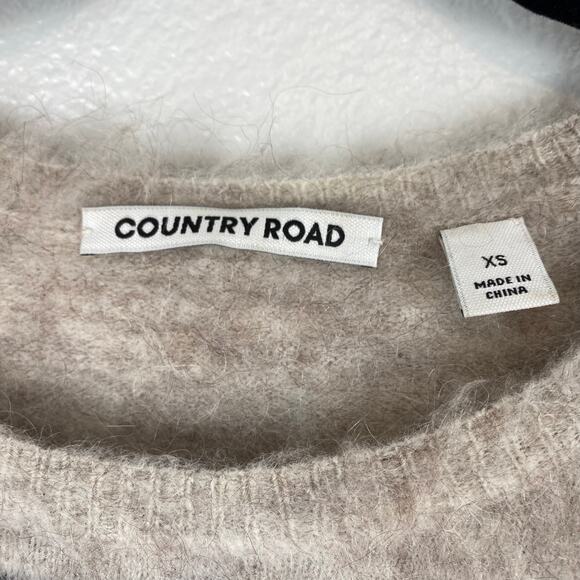 Country Road Brushed Wool Blend Stripe Fuzzy Tan Pullover Sweater - Picture 10 of 12